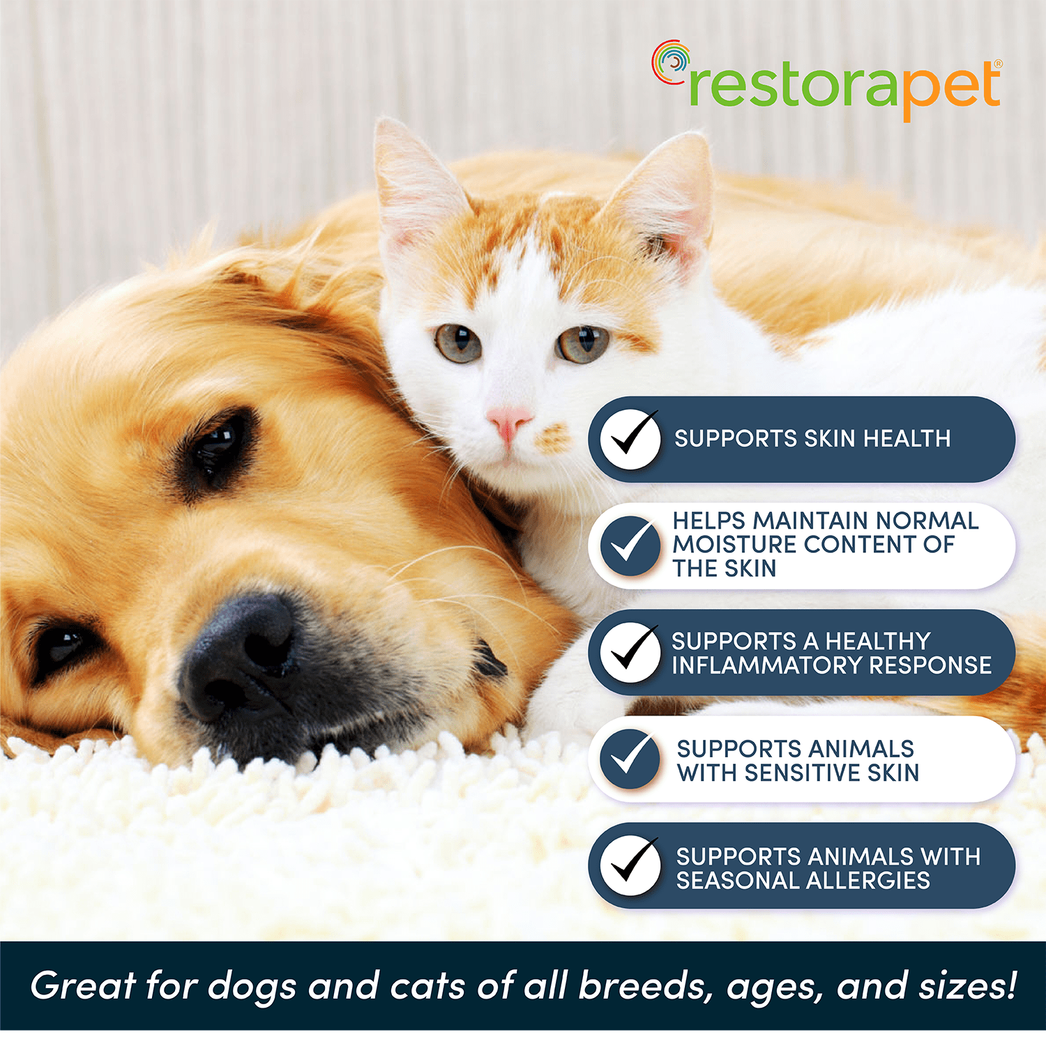 RestoraPet Ultra Skin Health Oil with Wild Alaskan Salmon Oil + Six Organic Plant Oils