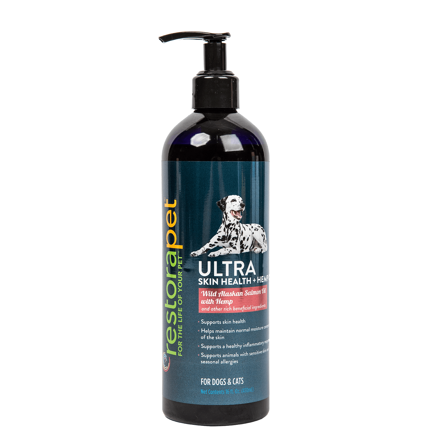 RestoraPet Ultra Skin Health Oil with Wild Alaskan Salmon Oil + Six Organic Plant Oils