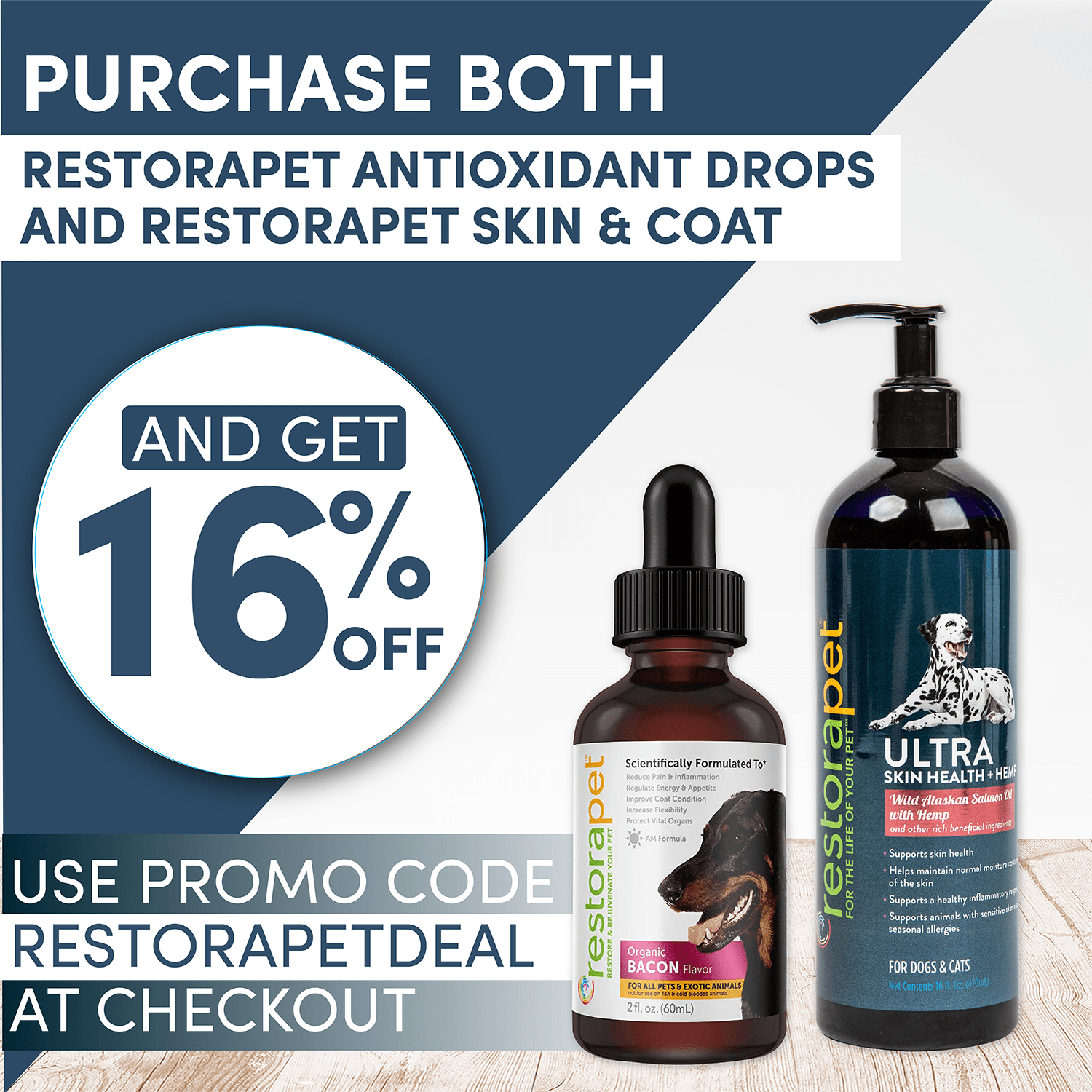 RestoraPet Ultra Skin Health Oil with Wild Alaskan Salmon Oil + Six Organic Plant Oils